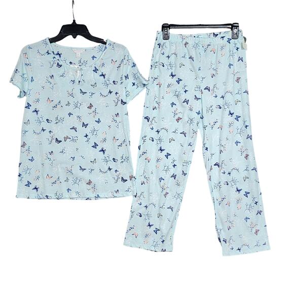 Charter Club Cotton Pajama Set Short Sleeve Top and Capri Pants XS Soft Cozy - Picture 1 of 9